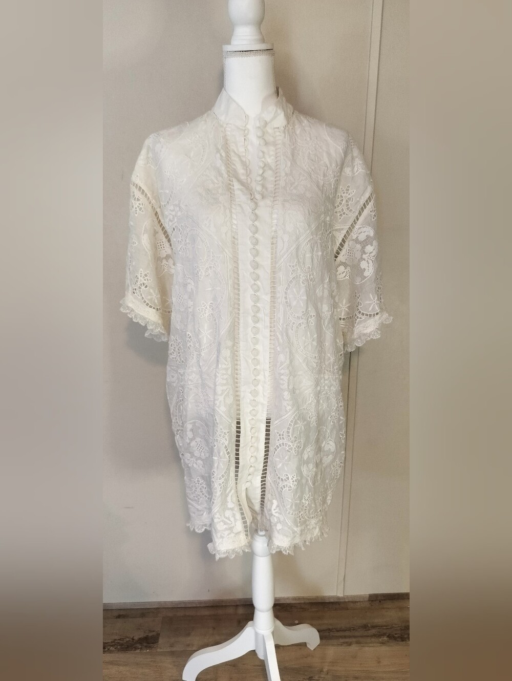 Zimmermann Cream Lace Button-Front Blouse